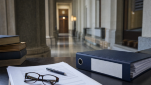 Insurance policy binder and court documents for an institutional civil claims article