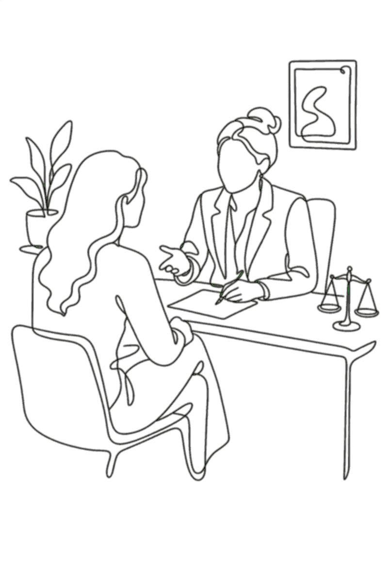 Attorney consultation — one-line art
