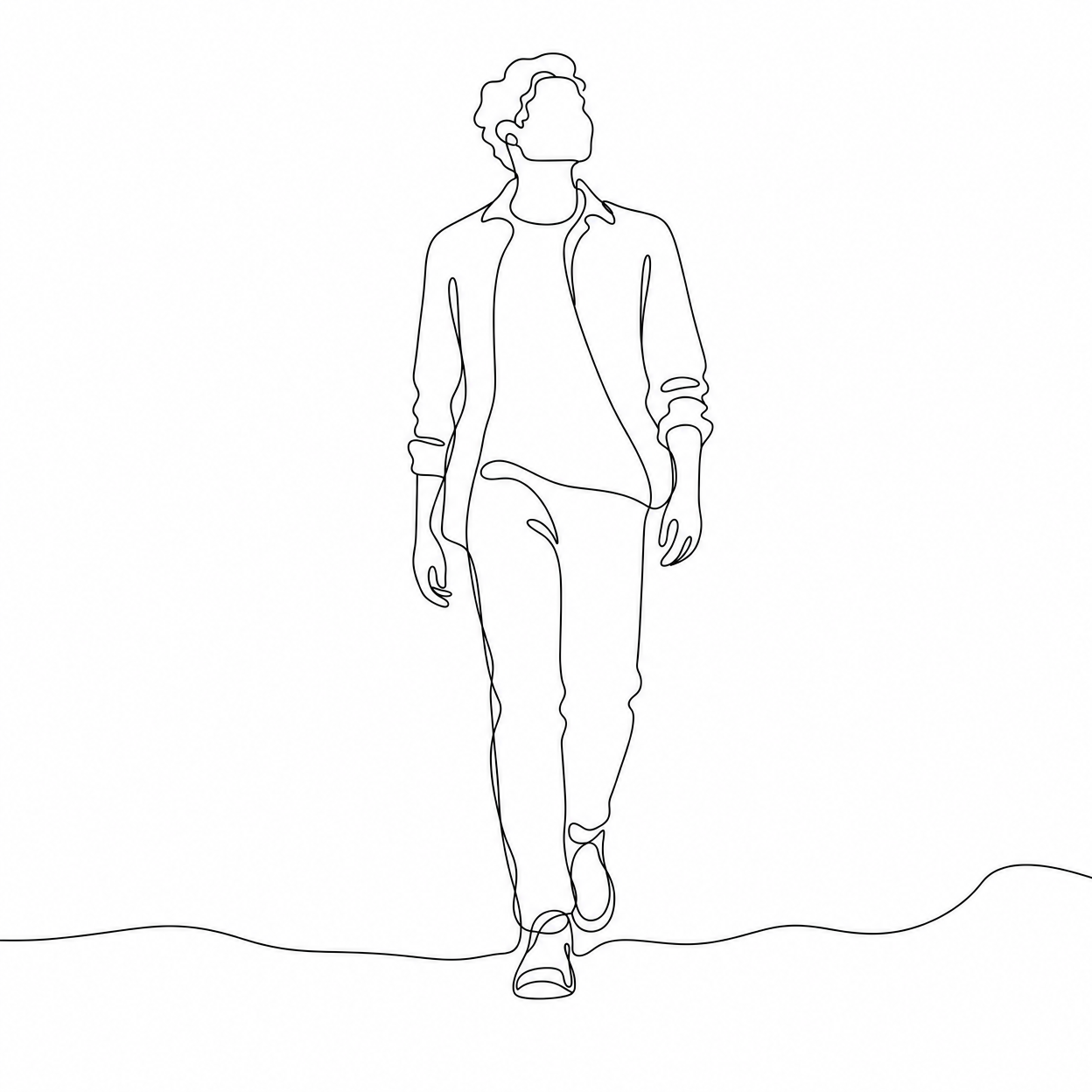Walking figure — one-line art
