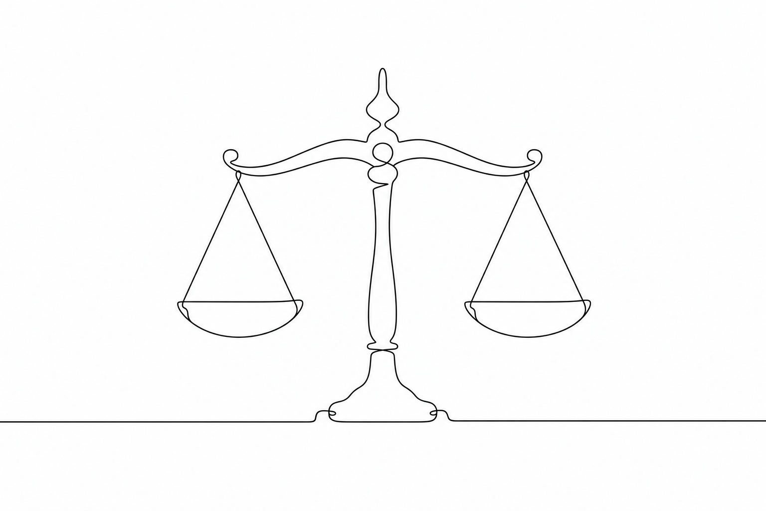 Scales of justice — one-line art