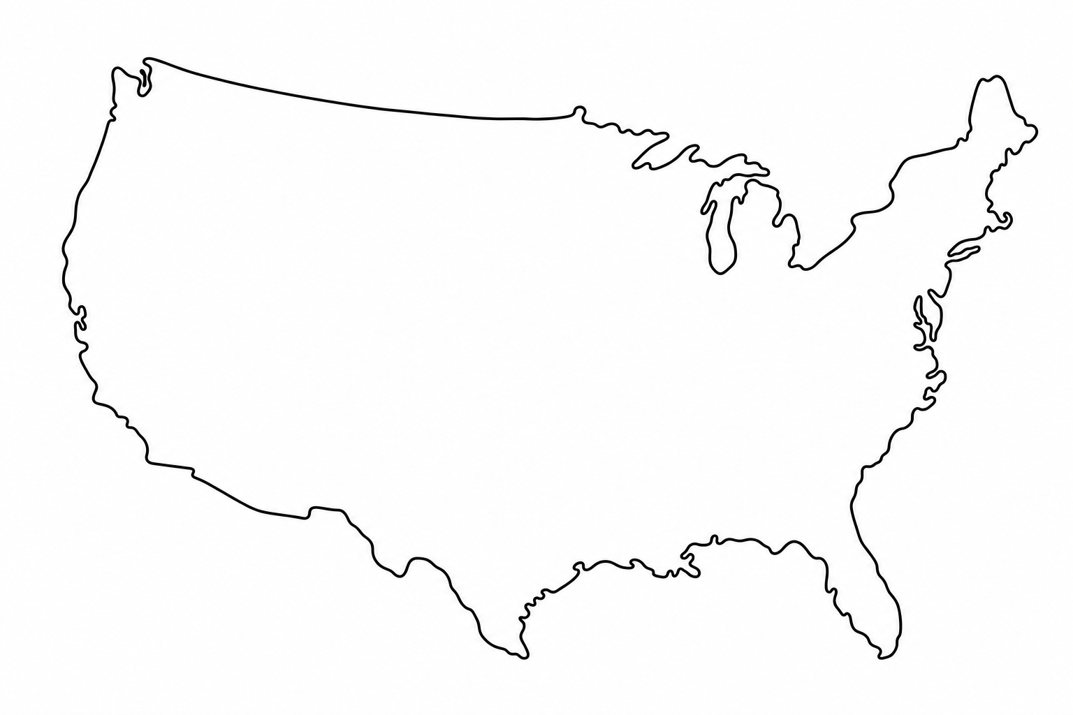 United States outline — one-line art